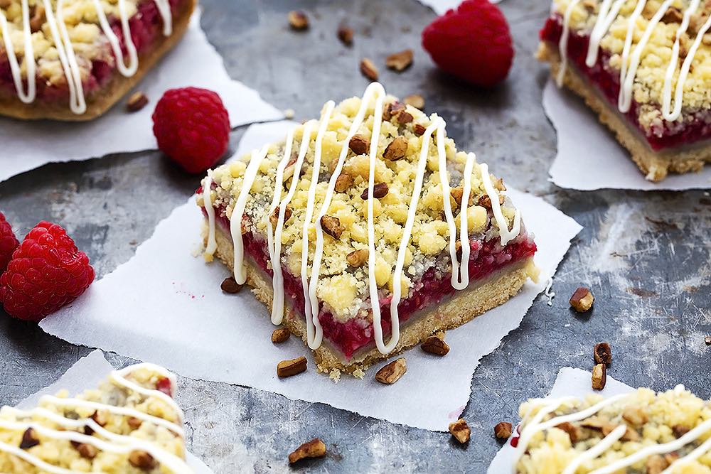 White Chocolate Raspberry Pie Crumb Bars