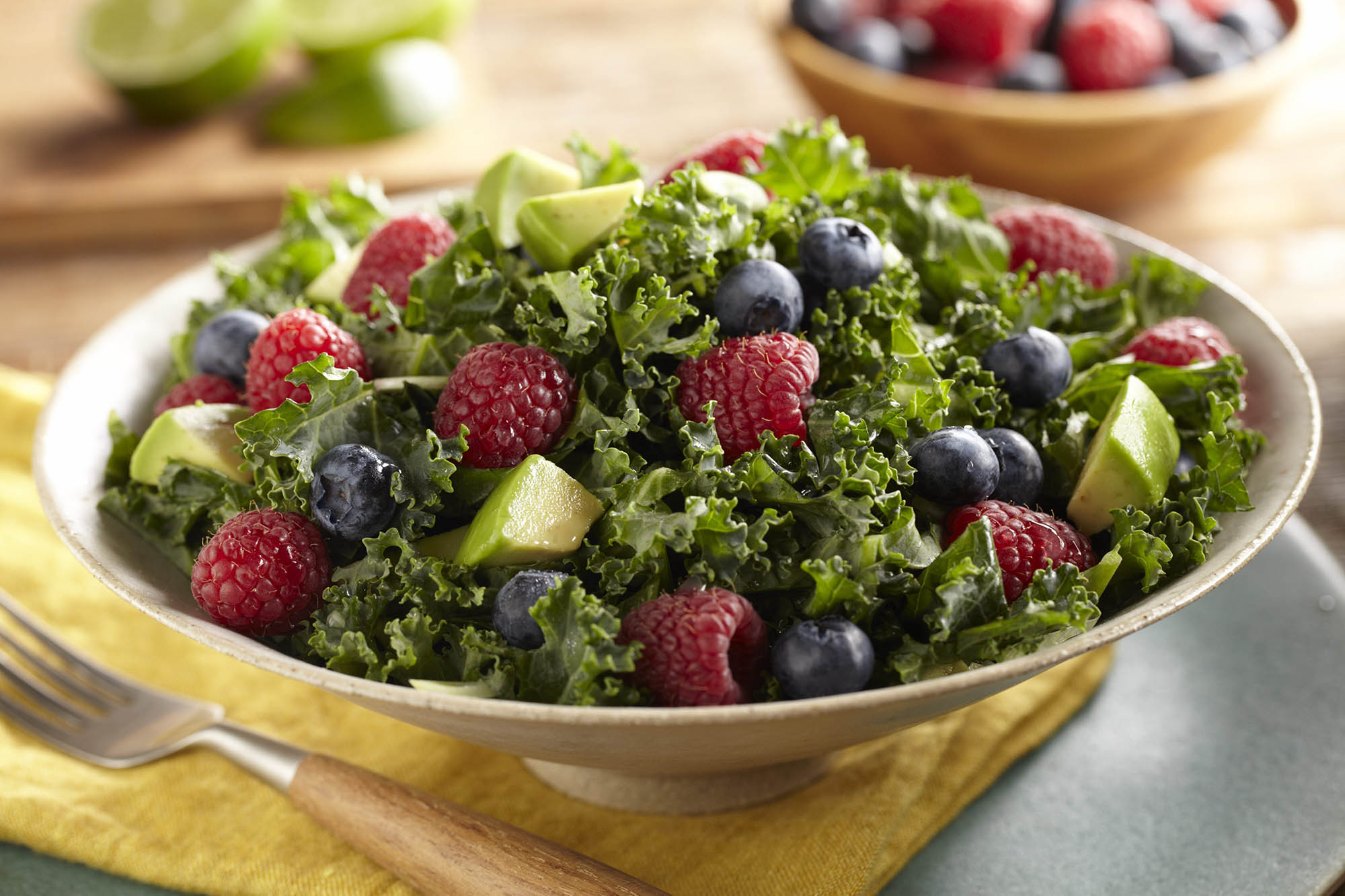 Raspberry and Blueberry Kale Salad