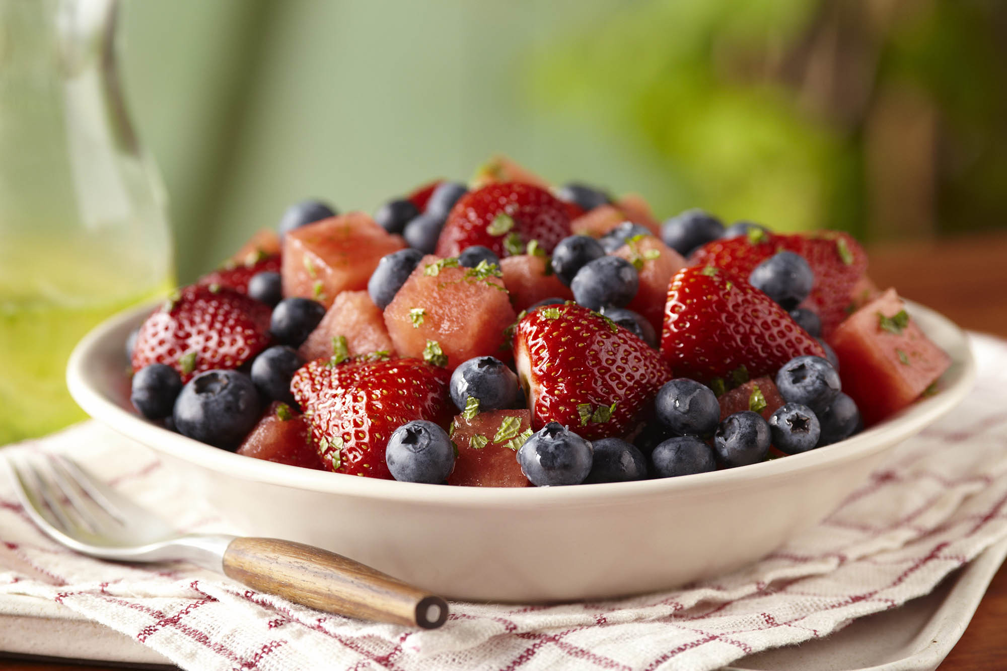 Strawberry and Blueberry Watermelon Mint Salad