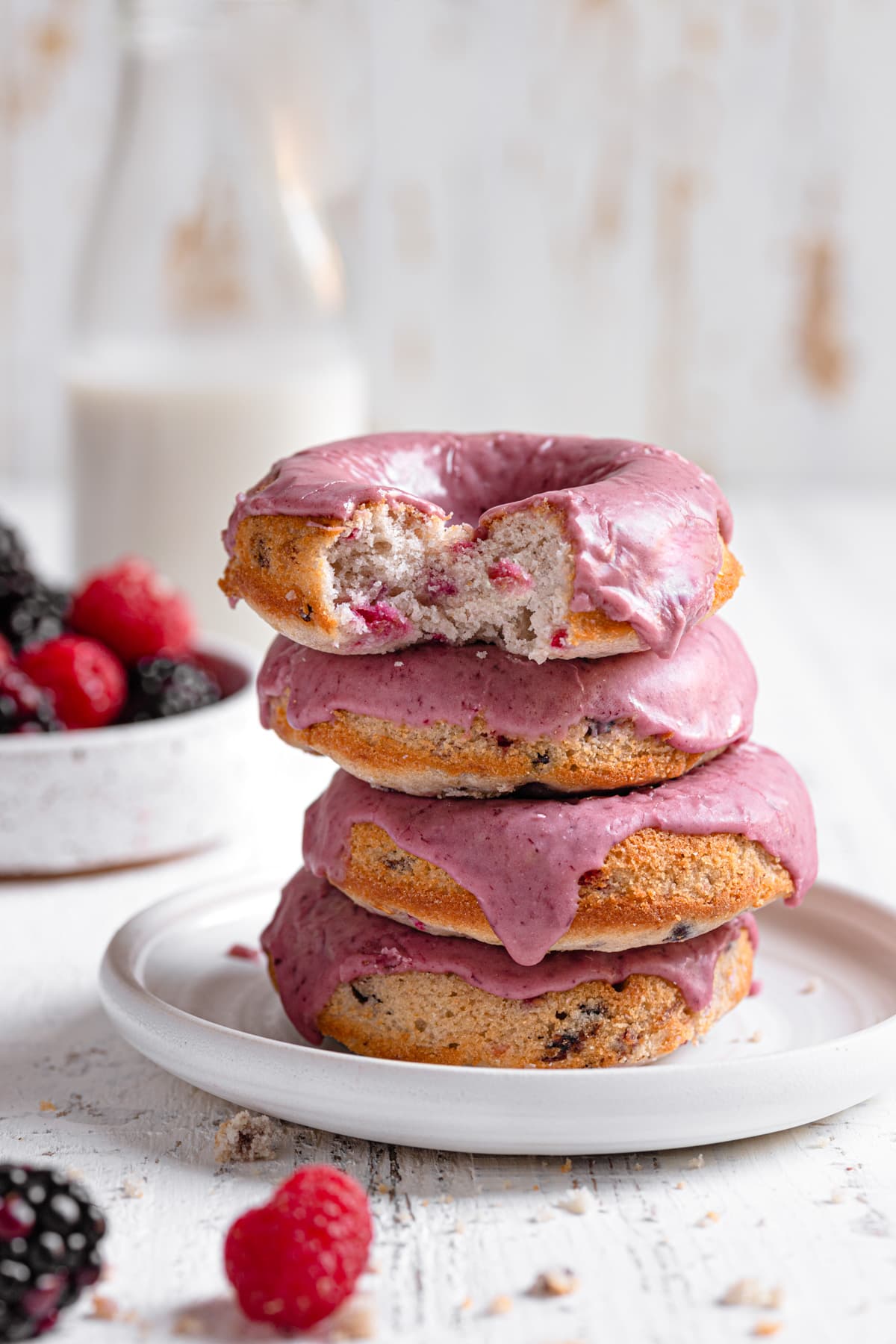 Blackberry and Raspberry Donuts with Driscoll's berries