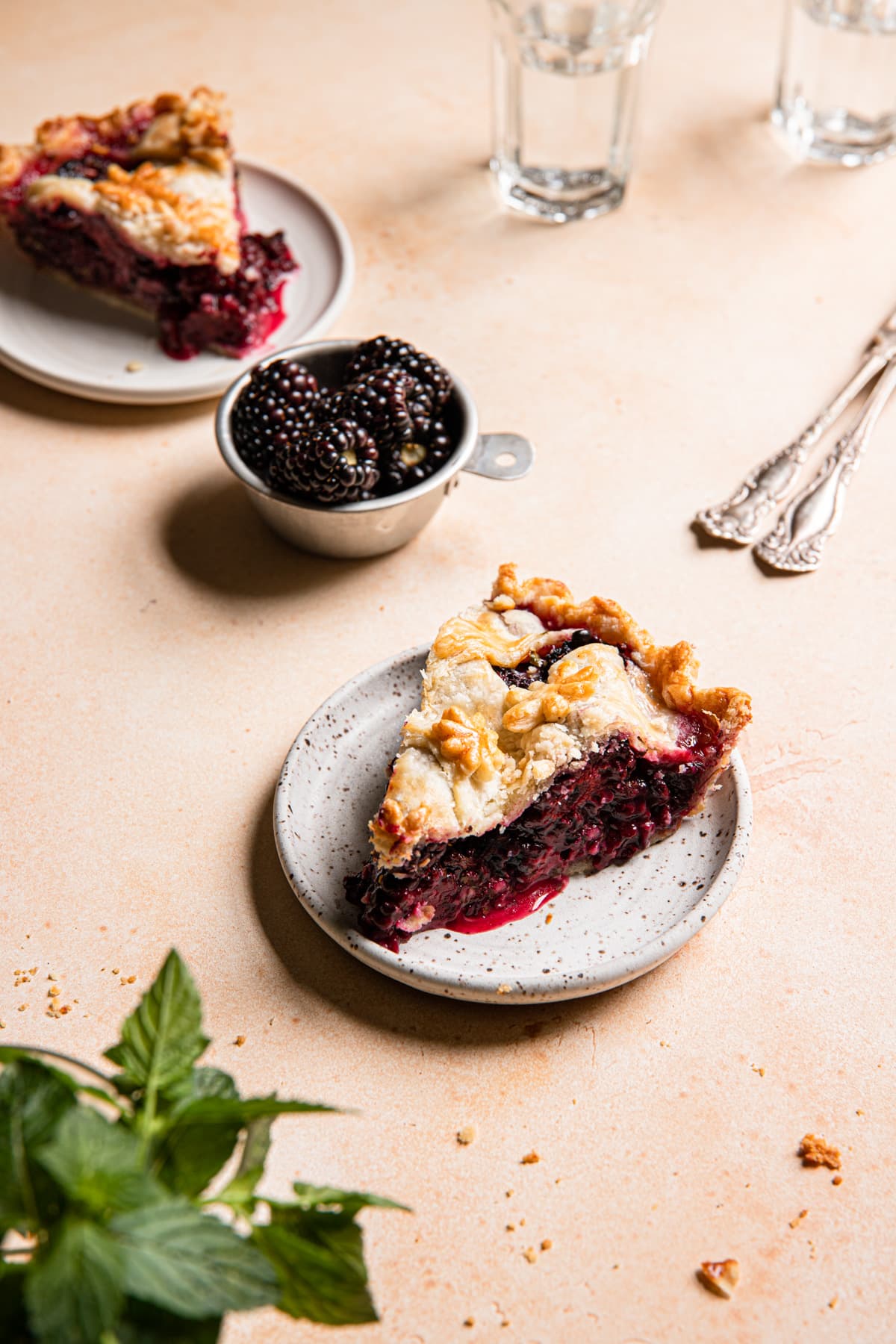 Blackberry Pie with Fresh Driscoll's Berries and mint