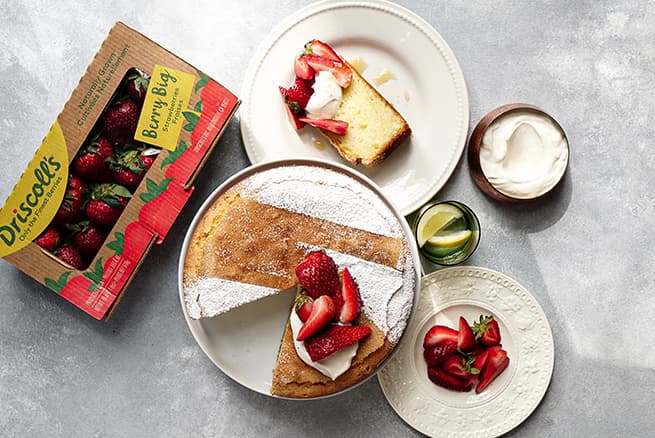 Lemon Yogurt Cake with Fresh Driscoll's Strawberries