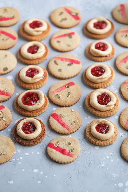 Peanut Butter Cookies with Raspberry Jam