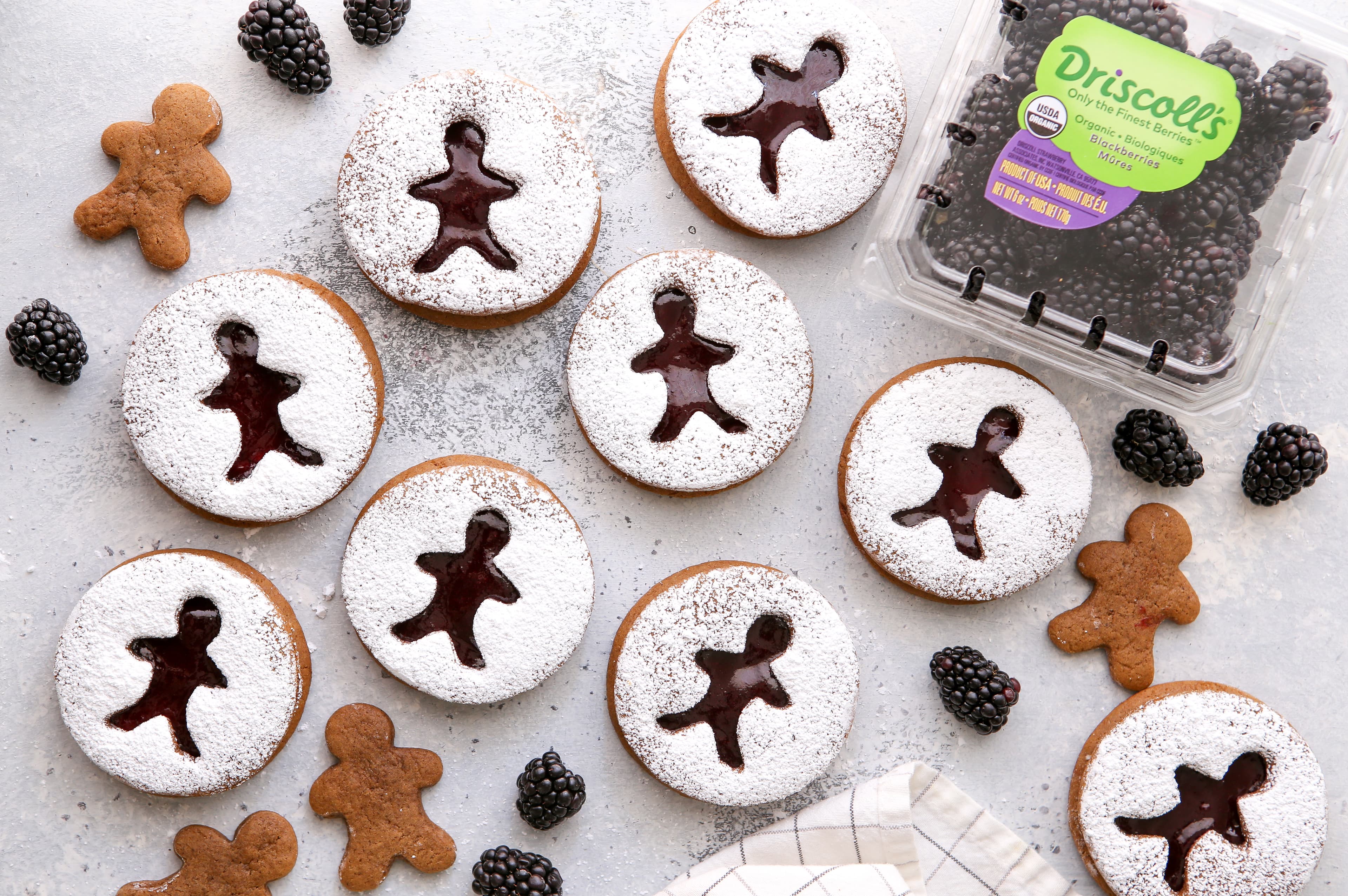 Blackberry Gingerbread Linzer Cookies