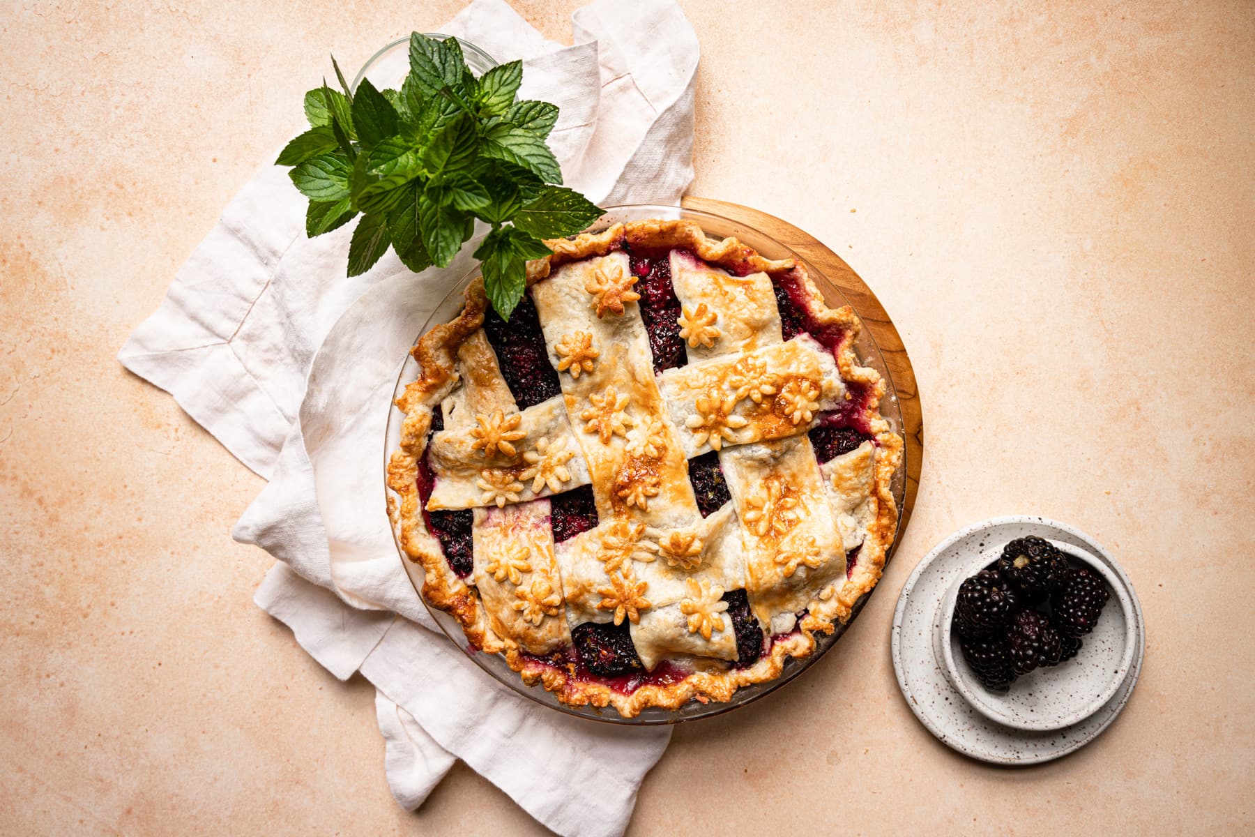 Blackberry Pie with Fresh Driscoll's Berries and mint