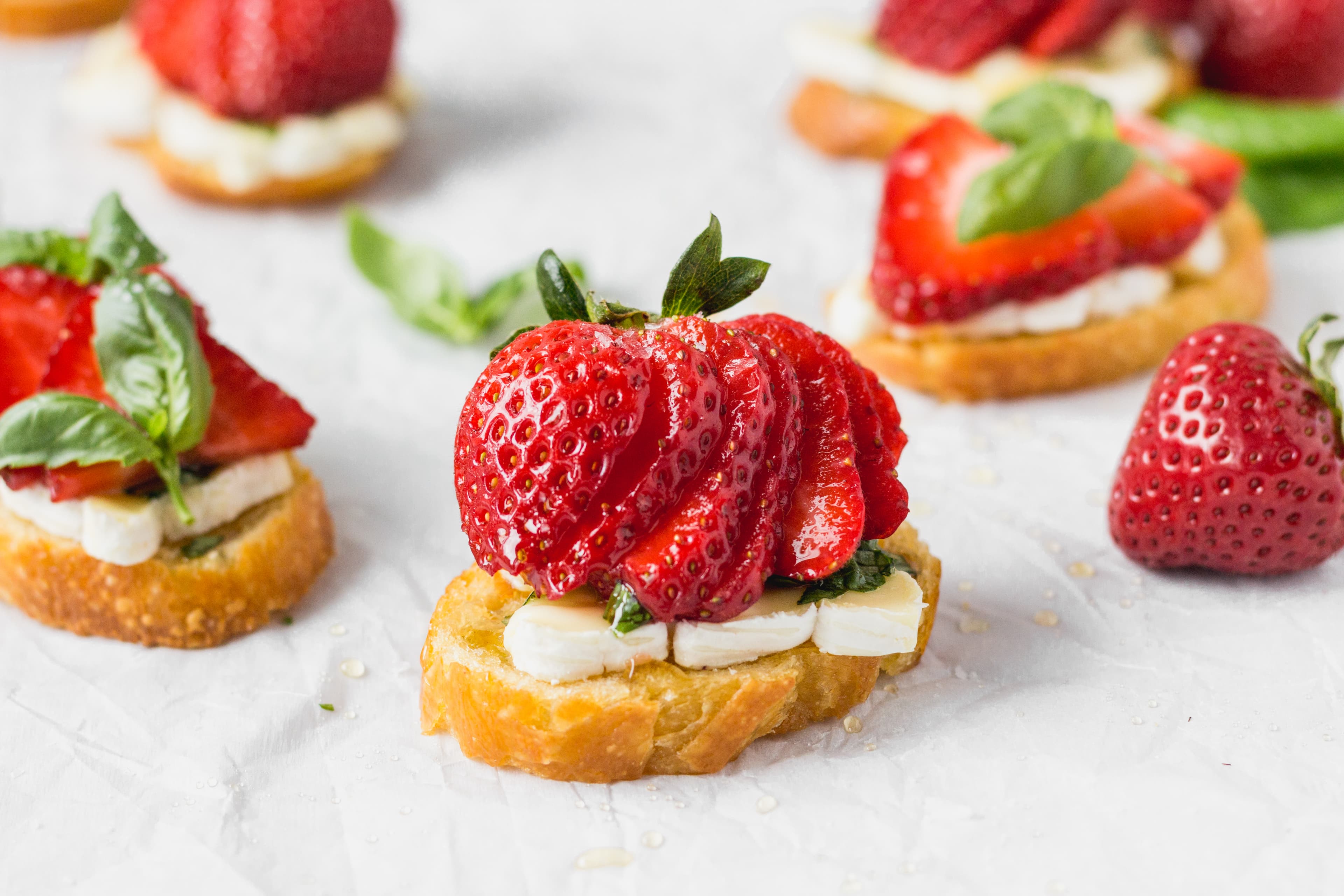 Brie Crostini with Driscoll's Strawberries and Basil Honey