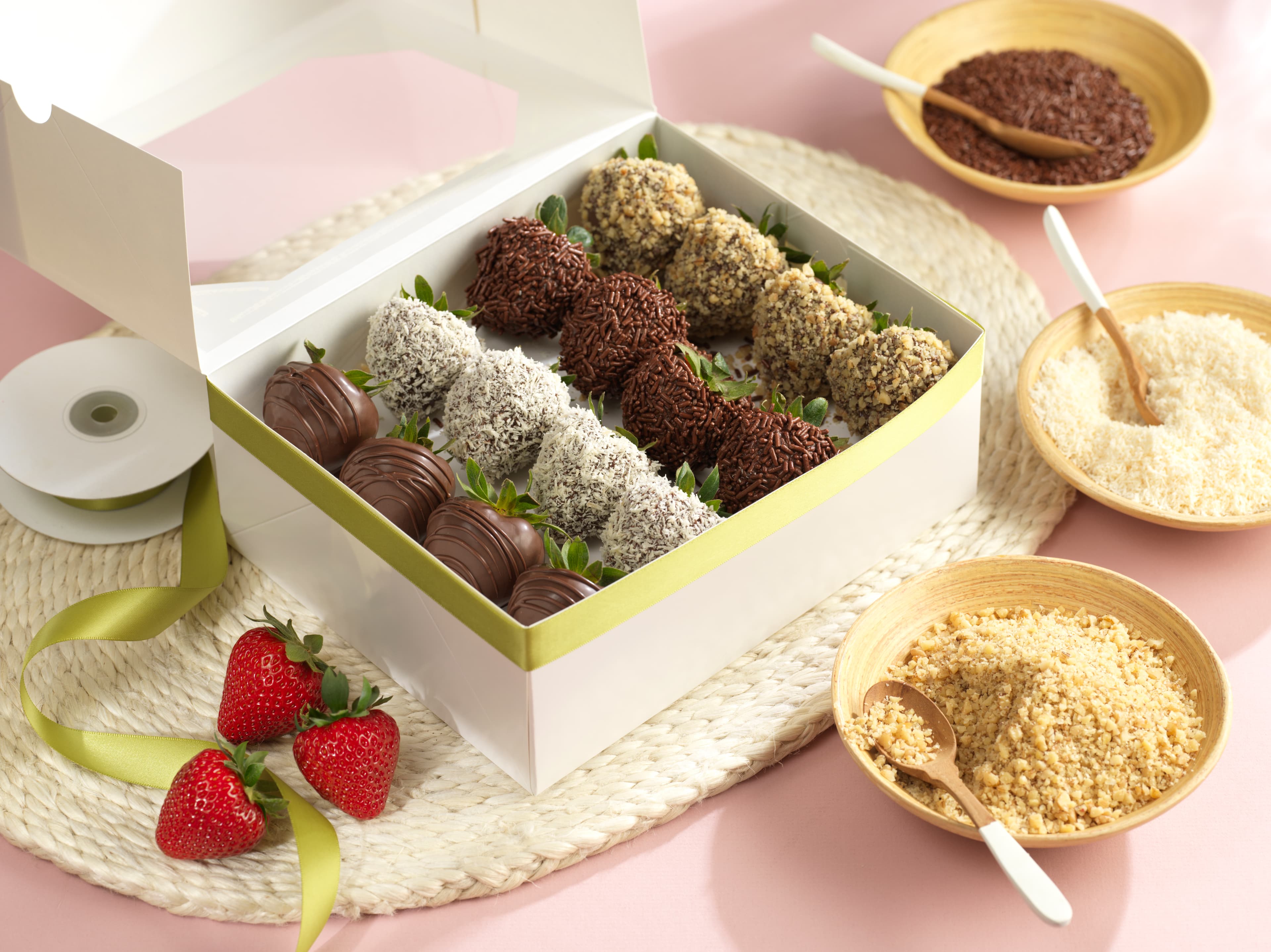 Chocolate Covered Strawberries with Nuts