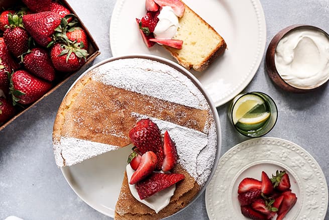 Lemon Yogurt Cake with Fresh Driscoll's Strawberries