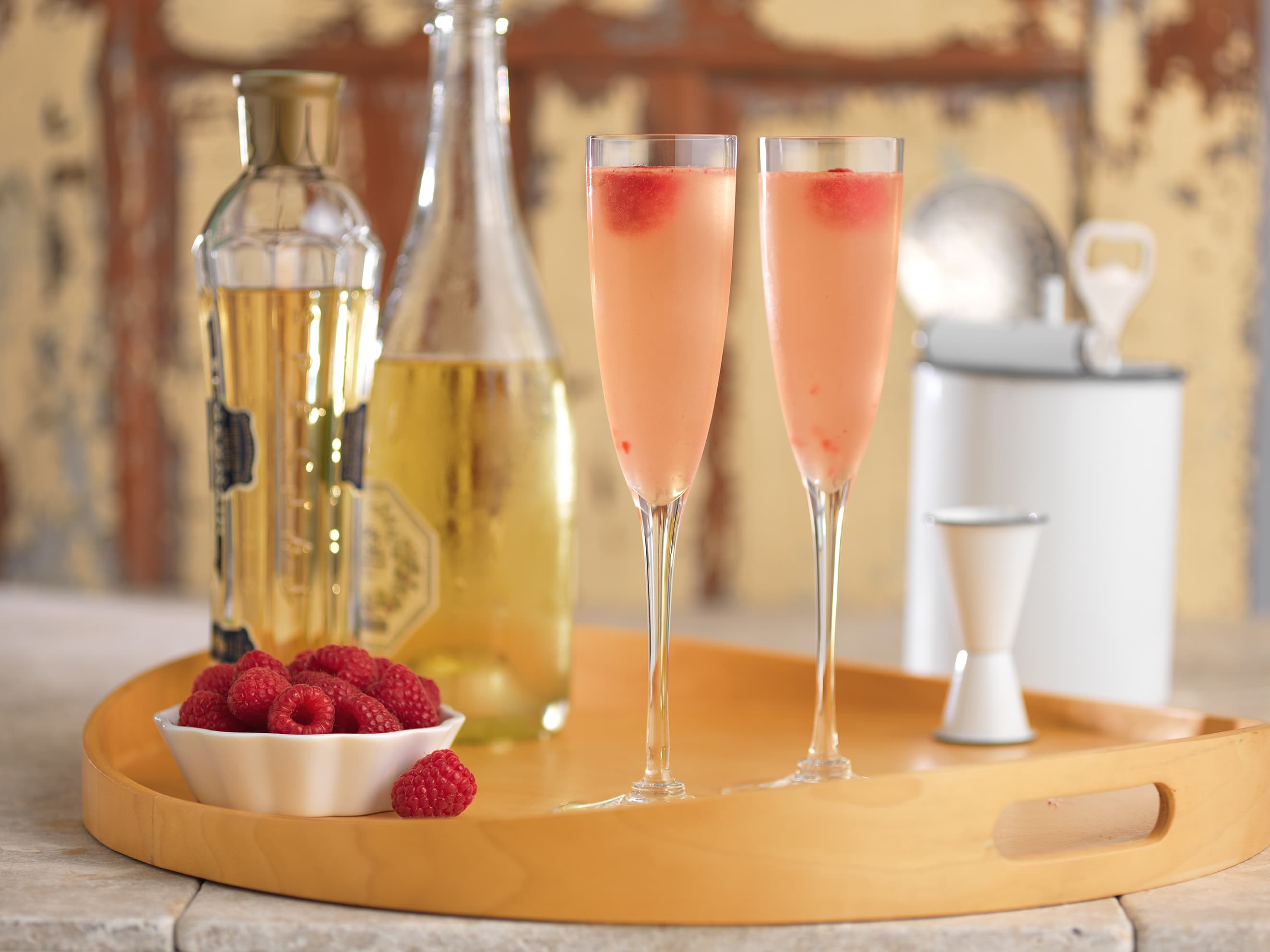 Raspberry Bellini with Driscoll's raspberries
