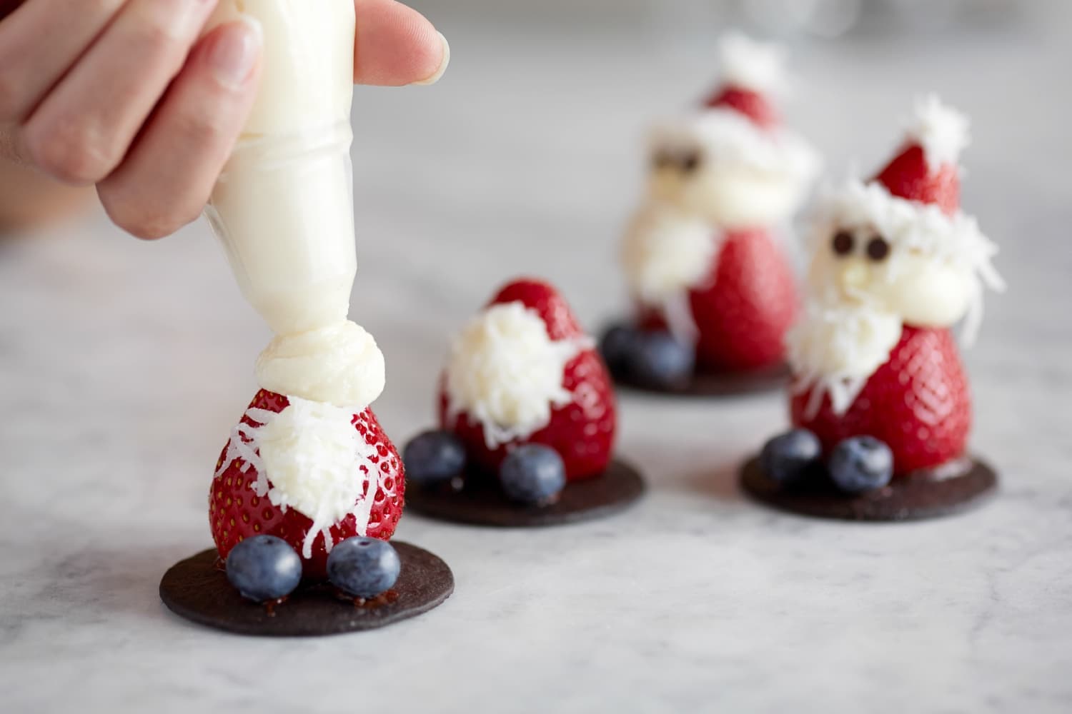 Making strawberry santas
