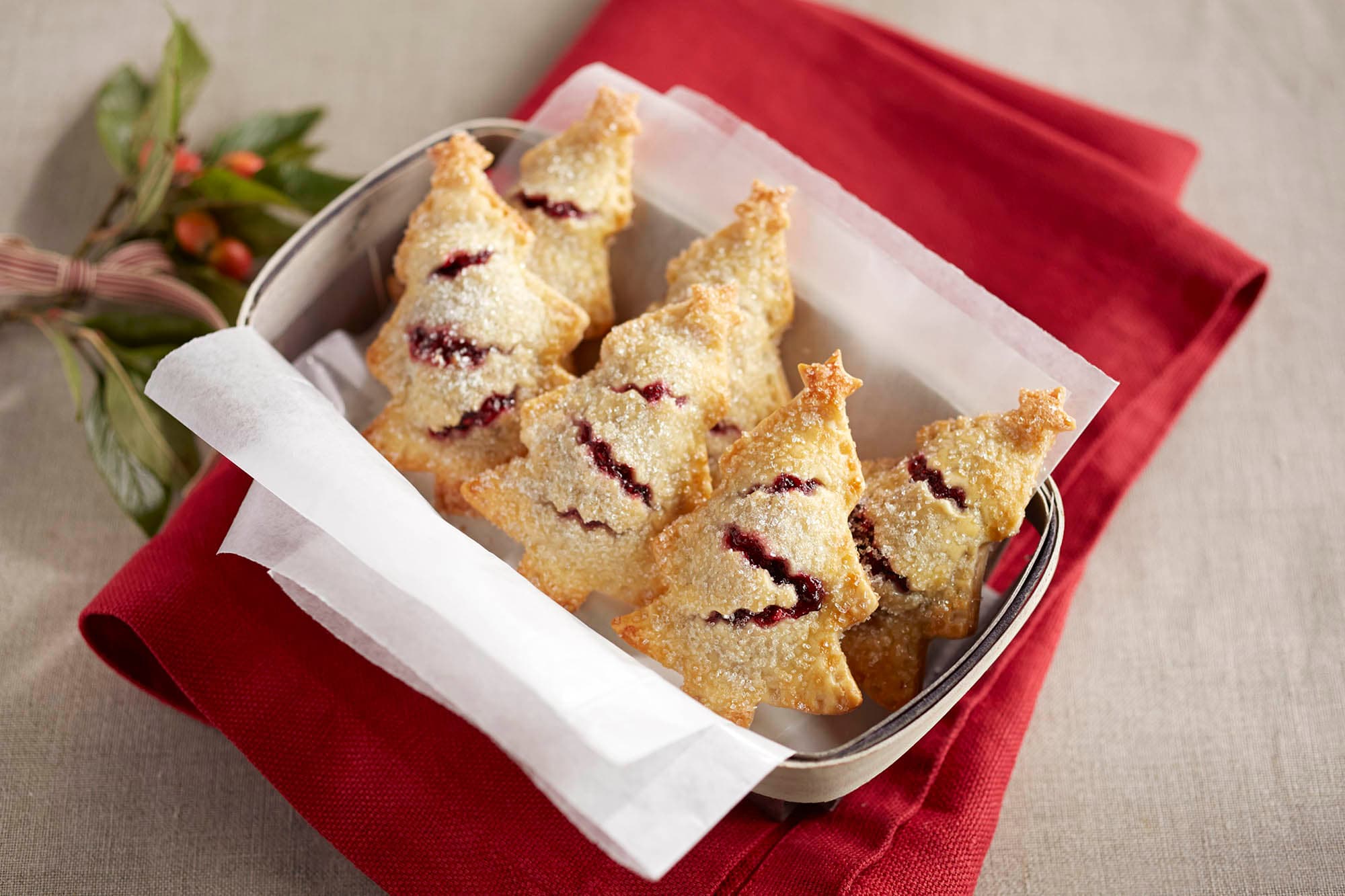 Berry hand pies in the shape of christmas trees