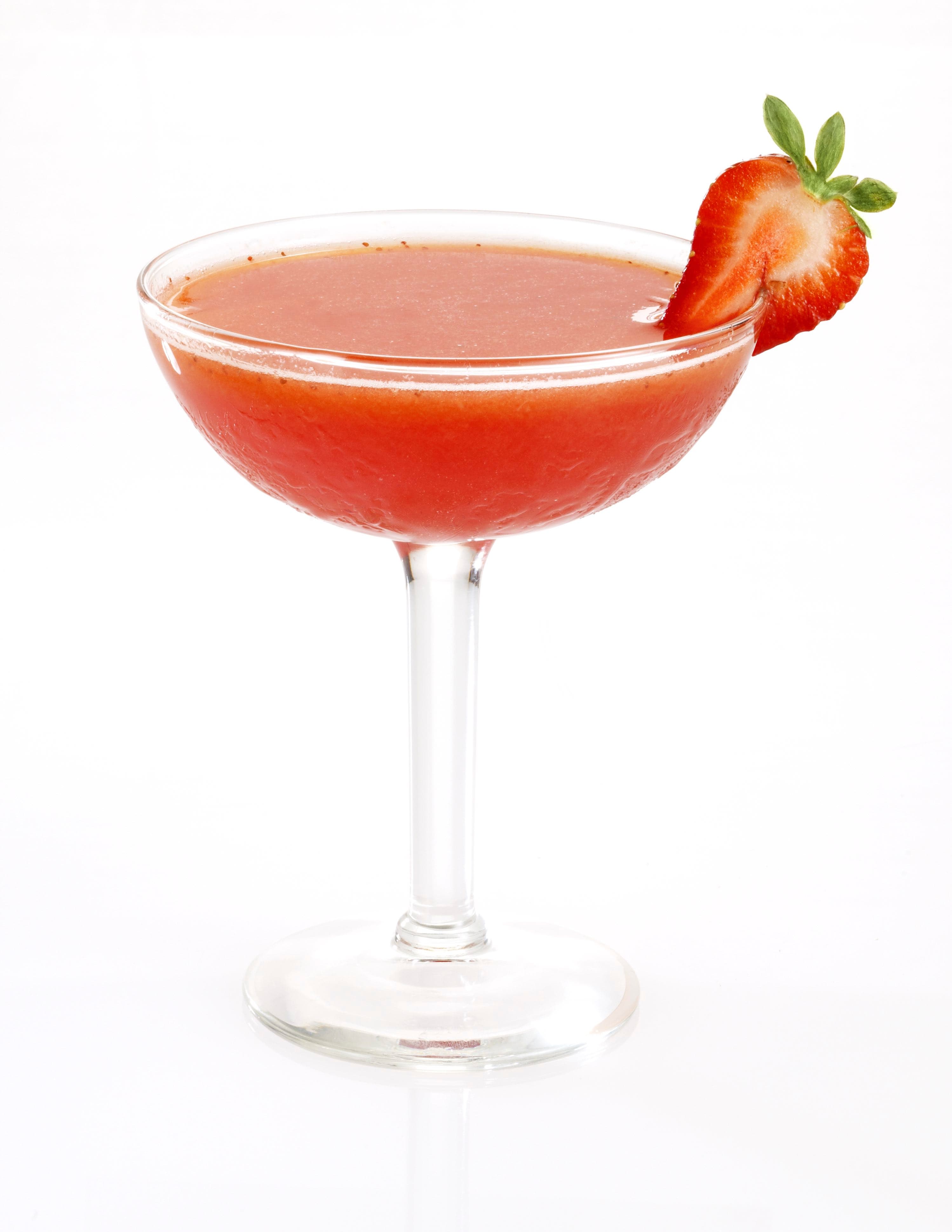 A glass of strawberry daiquiri cocktail